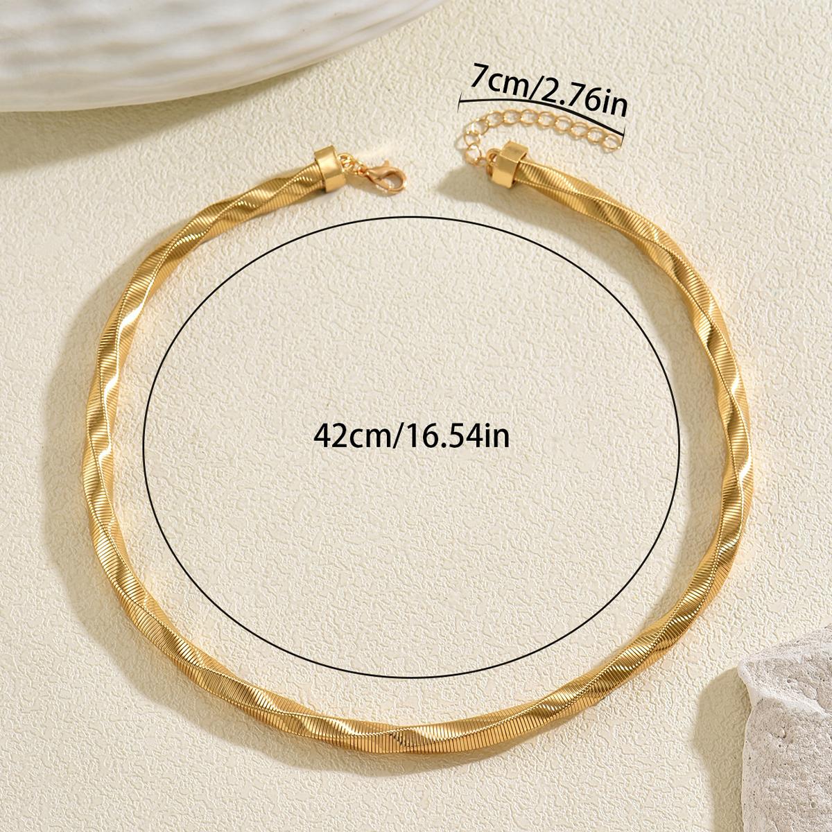 

Fashion Twisted Herringbone Chain Necklace Minimalist Flat Snake Chain Choker For Women Daily & Office Wear All Season