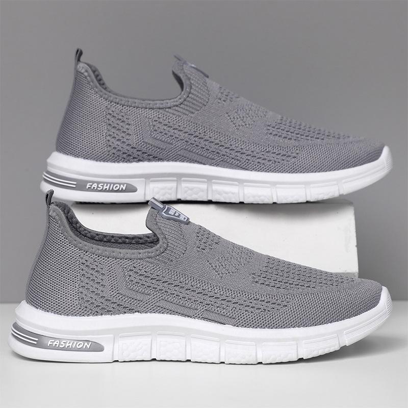 

Весна и Осень Новая Мужская Однотонная Обувь Полиуретан Летающее Плетение Старая Пекинская Тканевая Обувь Дышащая Поставка для Торговых Палаток Повседневная для Среднего и Пожилого Возраста 44 серый