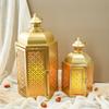 Set of 2 Ramadan Vintage Tower Temple Lanterns 15"&11''H Moroccan Decorative Candle Lantern for Garden Porch Shelf Parties Patio