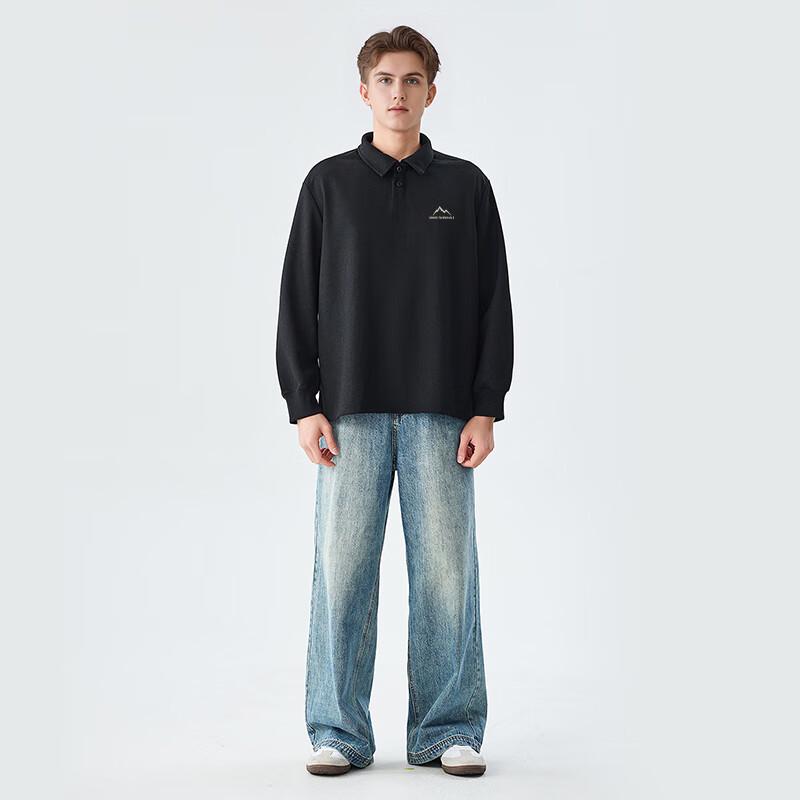 Men's Waffle Knit Long-Sleeve Polo Shirt