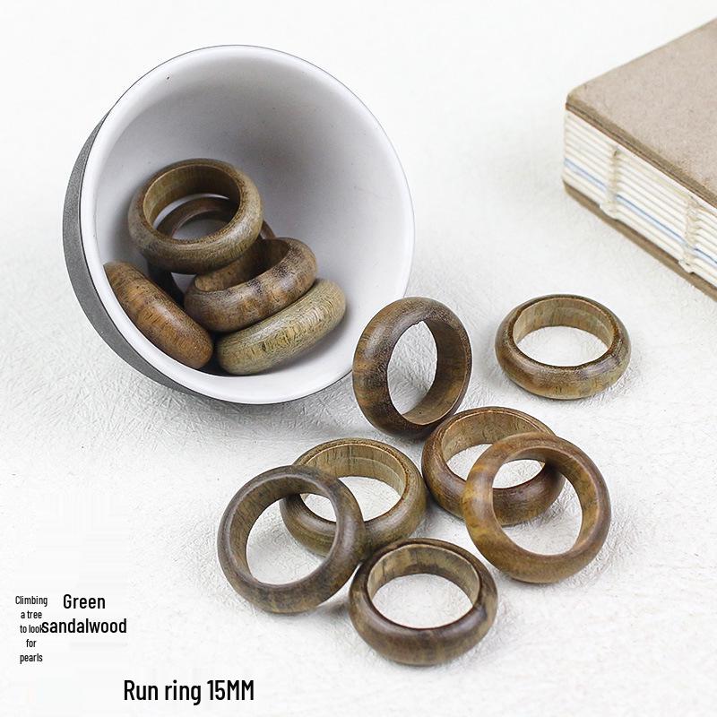 

Кольцо из зеленого сандала: Натуральное кольцо из массива дерева для мужчин и женщин - Сделай сам буддийские бусины, Аксессуары Вэньвань, Праздничный подарок