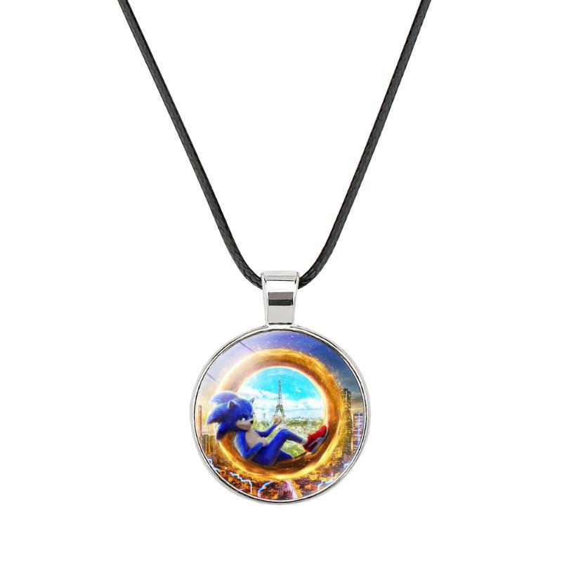 Sonic The Hedgehog Time Stone Necklace Soft Wax Rope Hypoallergenic Cartoon Pendant