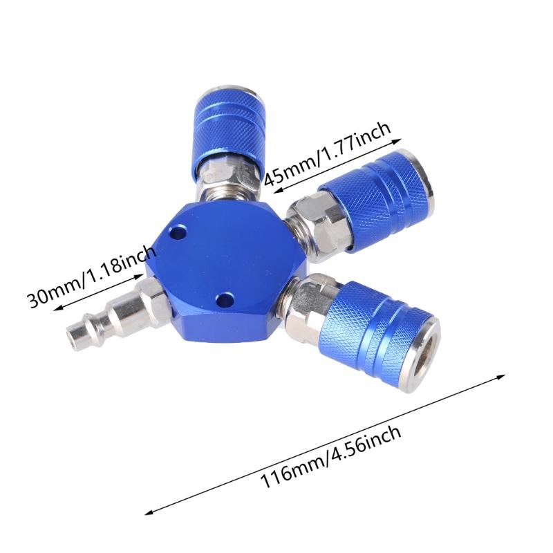 Air Splitter 3-Way Manifold with 3Pcs Industrial Coupler Plug Air Compressor Hose Accessories Quick Connector Fittings