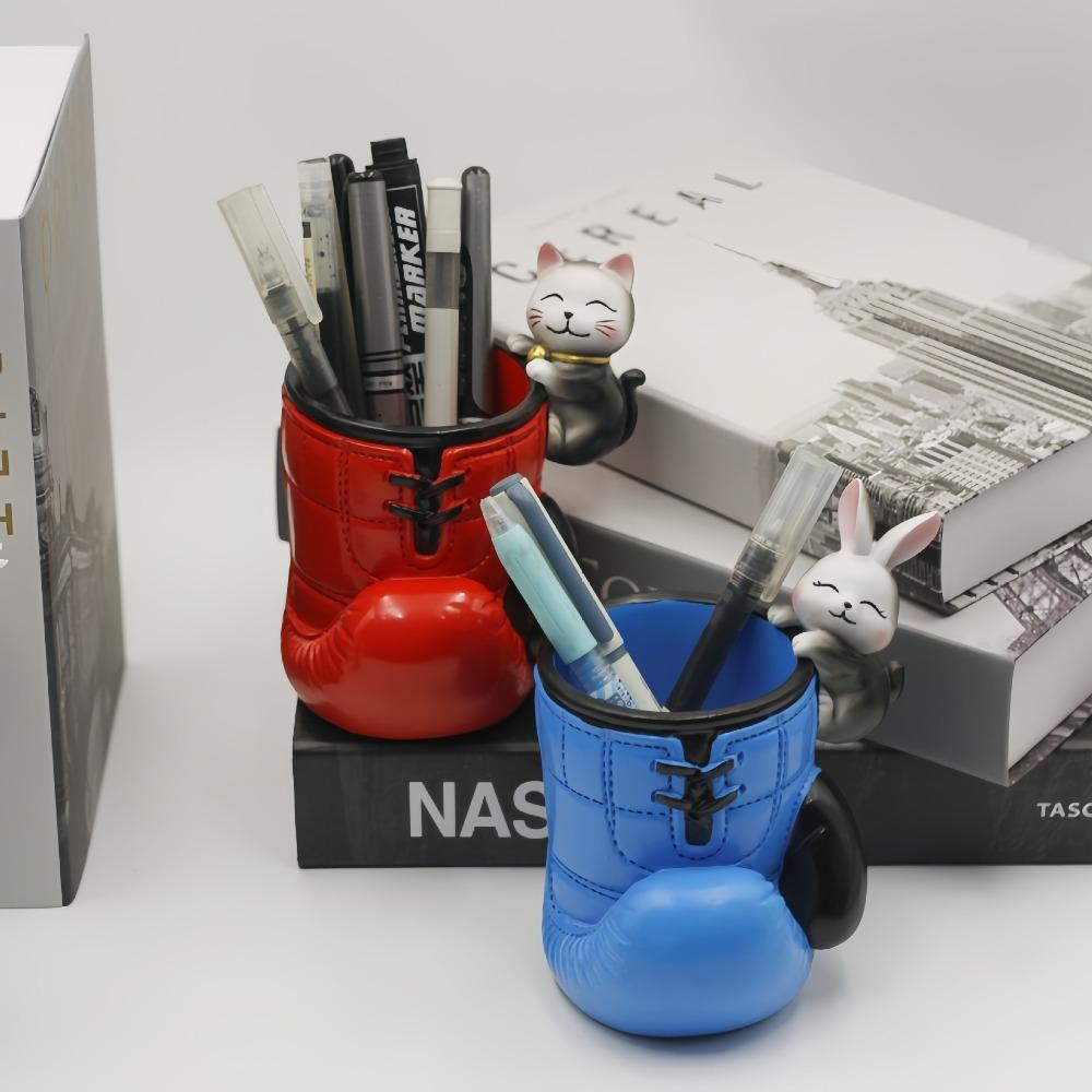 

Resin Pen Holder Blue/Red Pen Box Creative Boxing Gloves Pencil Holder Study синий