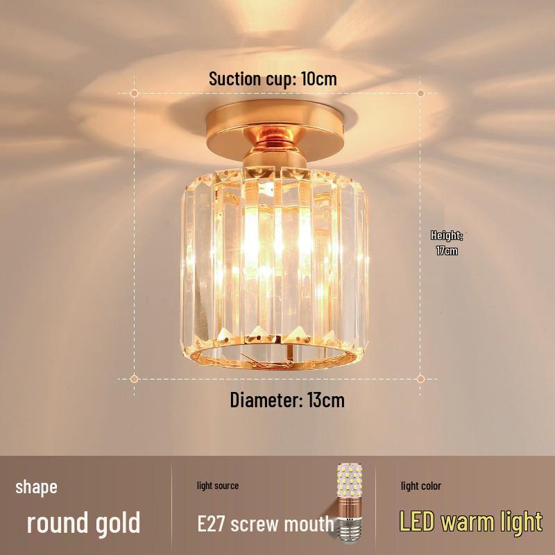 Crystal Ceiling Light for Modern Spaces - Elegant, Simple, Nordic Design for Corridors, Balconies, Entrances, and Bedrooms