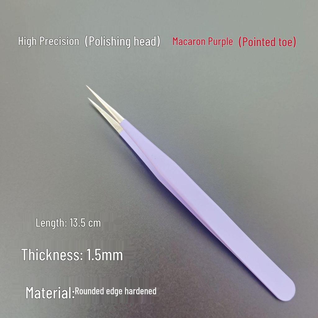 Black Anti-Static Stainless Steel Curved Tip Tweezers Set for Nail Art, Journaling, and Repairs