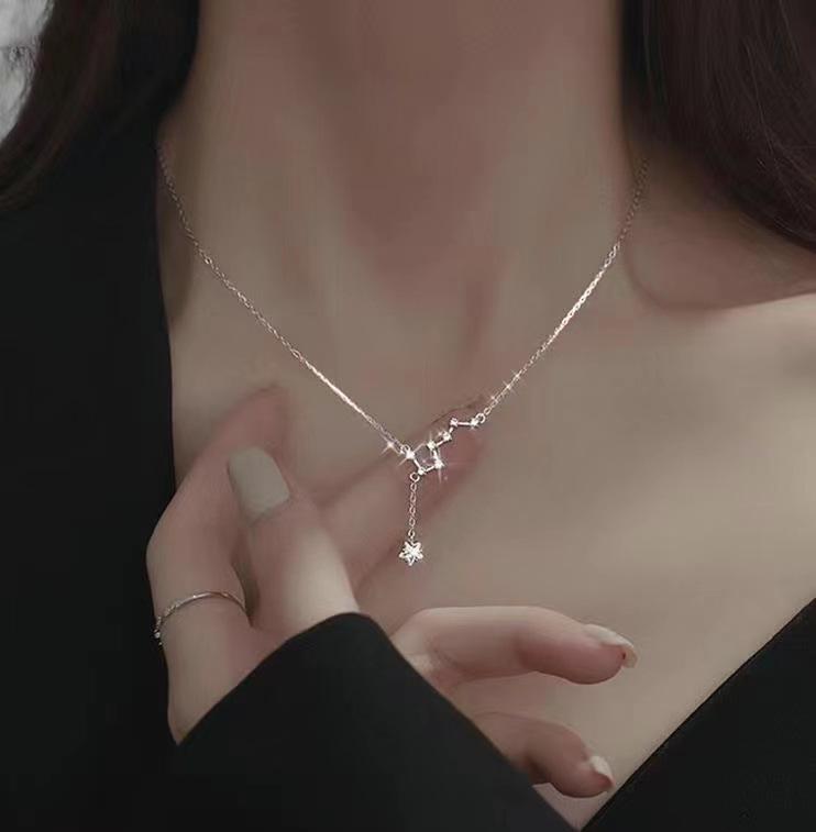 S925 Sterling Silver Big Dipper Necklace for Women - 2024 Light Luxury Clavicle Chain with Niche Design S925 Silver