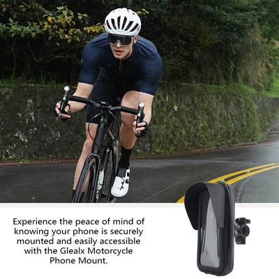 Motorcycle Handlebar Phone Holder Waterproof Motorbike Phone Pouch with Sun Visor Rain Cover 360 Degree Rotating
