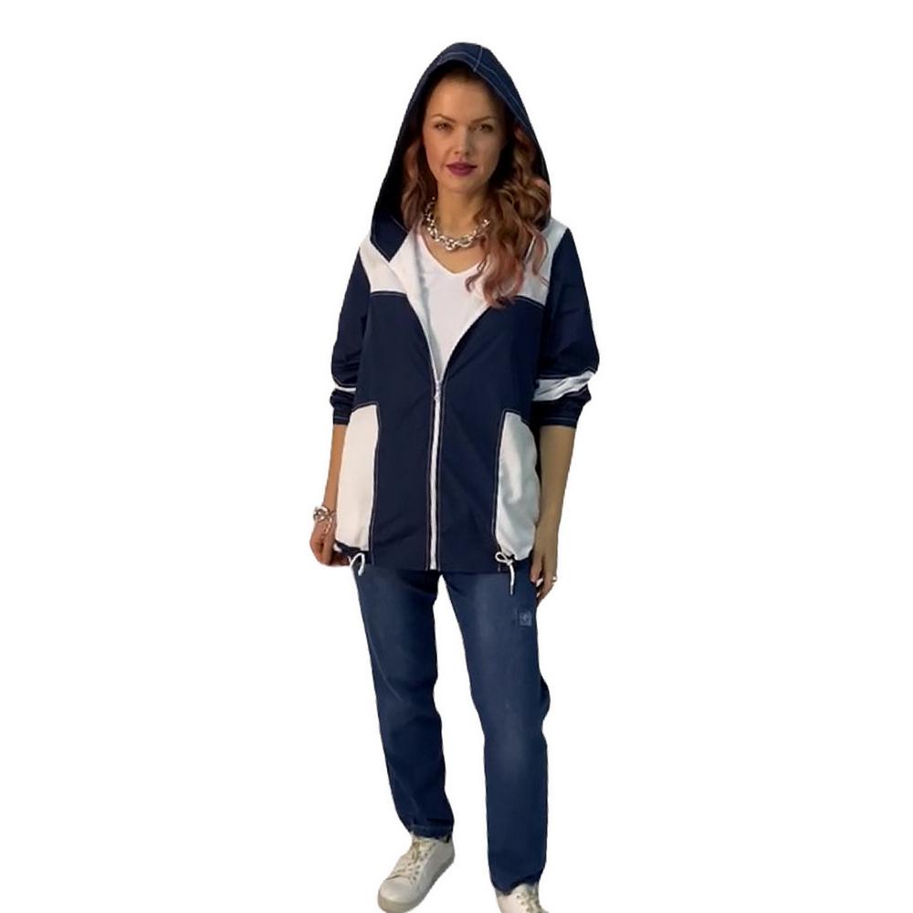 Fierte Damski płaszcz typu trench w dużych rozmiarach Lm16050 z kapturem i zamkiem błyskawicznym