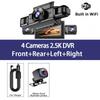 4-Channel 360 Degree Dash Cam For Cars WIFI APP Car DVR 2.5K 2560*1440P 4 Camera Lens Video Driver Recorder Rear View Camera