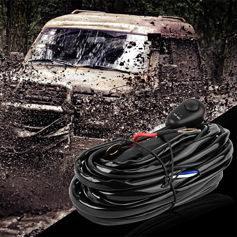 LED Light Bar Wiring Harness Kit 2 Leads 14 AWG LED Wiring Harness with 12V 40A Relay 30A Fuse Holder, Waterproof Control Switch