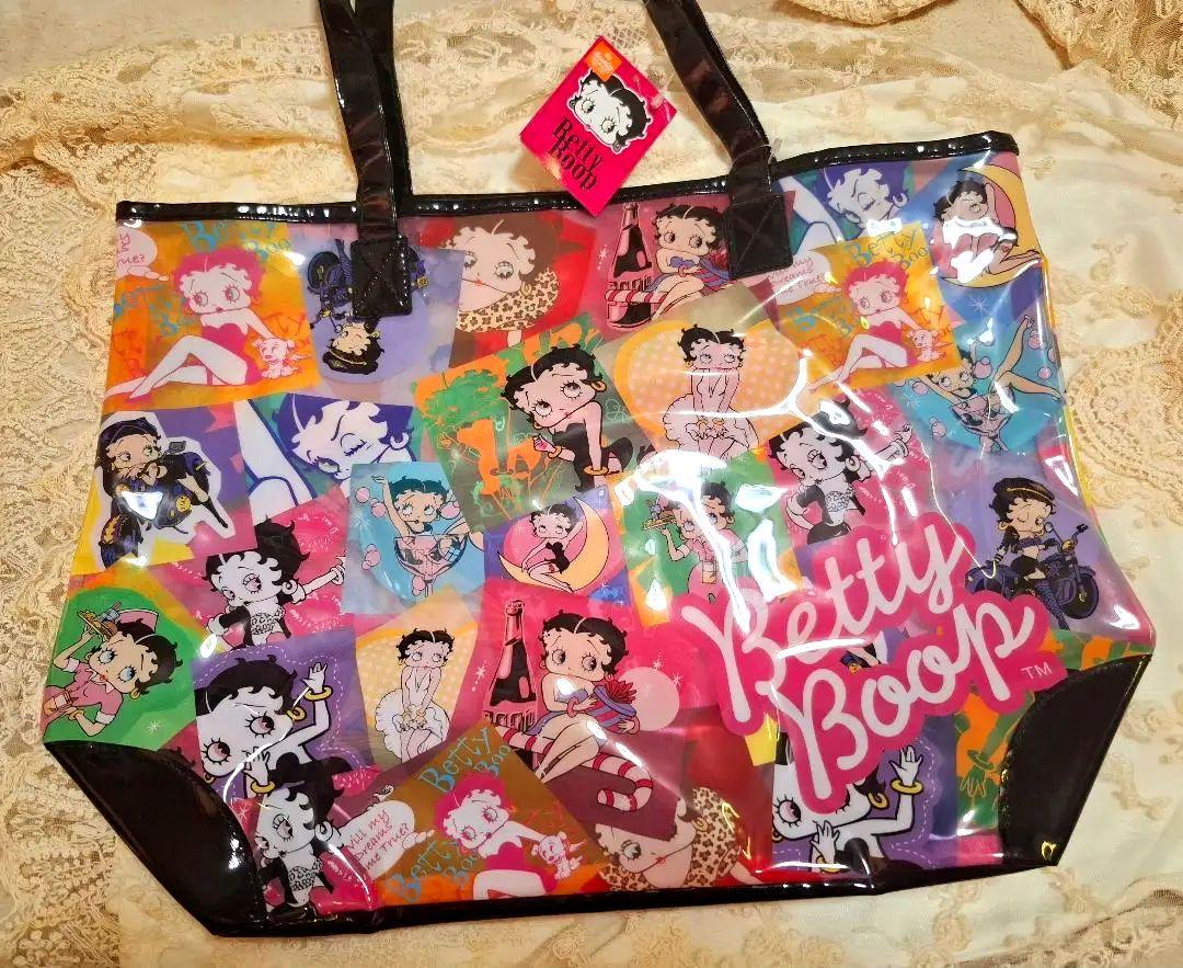 

[USED] Great for summer too! Cute Betty Boop colorful tote bag with easy-to-use drawstring bag