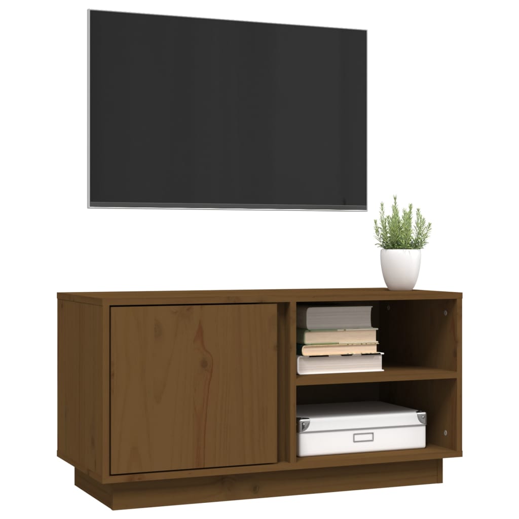 TV Stand in Honey Brown 80 x 35 x 40.5 cm Solid Pine Wood