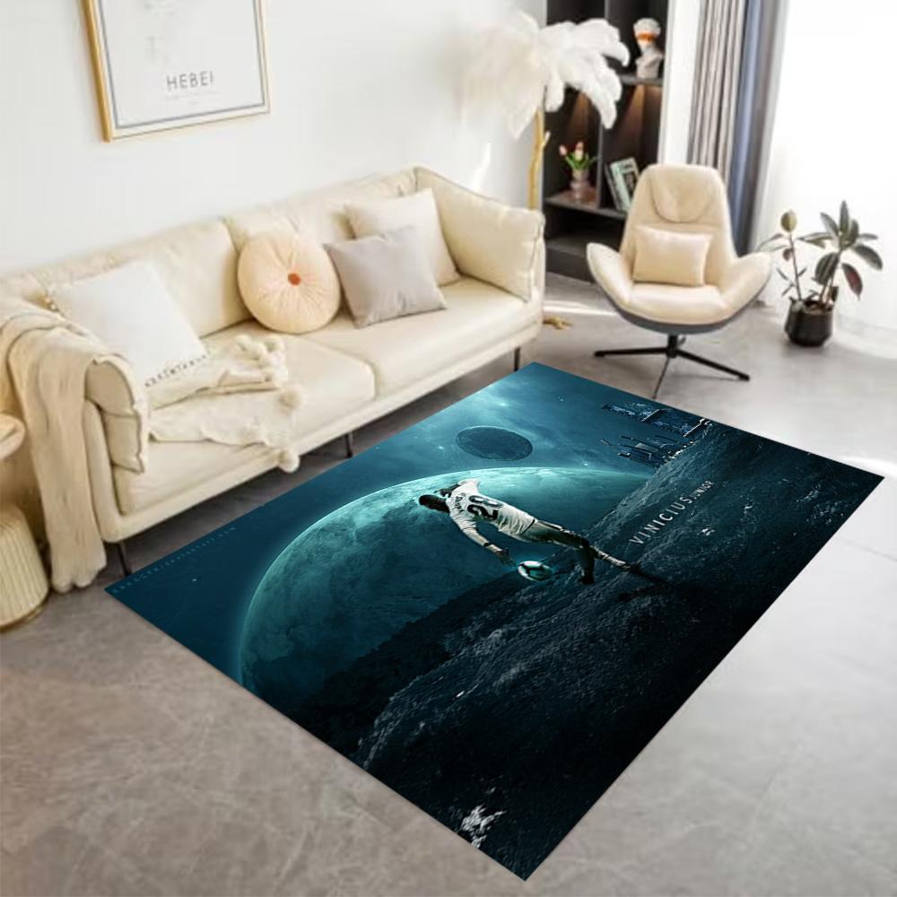 Space Football Adventure Carpet Design for Dormitory Playrooms Study room Balcony Anti-slip Rug Anime Office Decor Wedding Party Gift