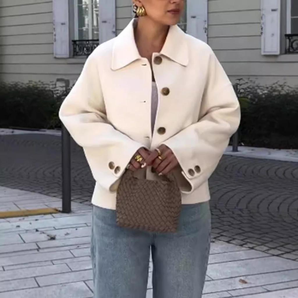 2024 Autumn/Winter European & American Loose Button Lapel Coat