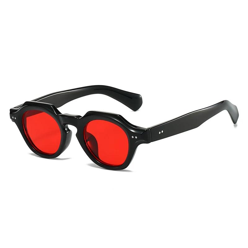New Fashion Small Polygon Square Sunglasses Women Retro Rivets Shades UV400 Men Red Blue Sun Glasses