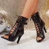 Sexy Large Size Women's Sandals Open Toe Knot Fashion High Heel Booties Fish Mouth Elegance Sexy Single Roman Sandals