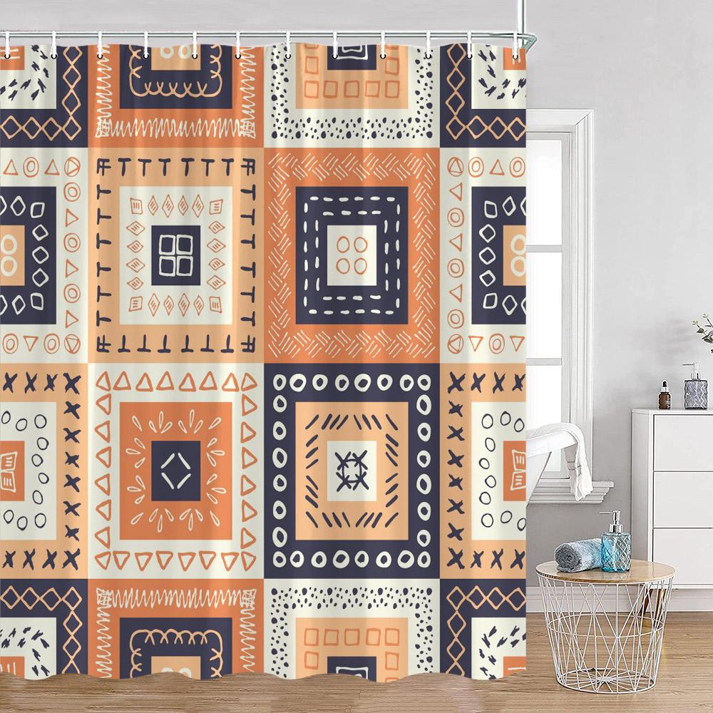 Bohemian Vintage Shower Curtains Mandala Boho Pattern Retro Bathroom Decorations Polyester Bath Curtain With Hooks