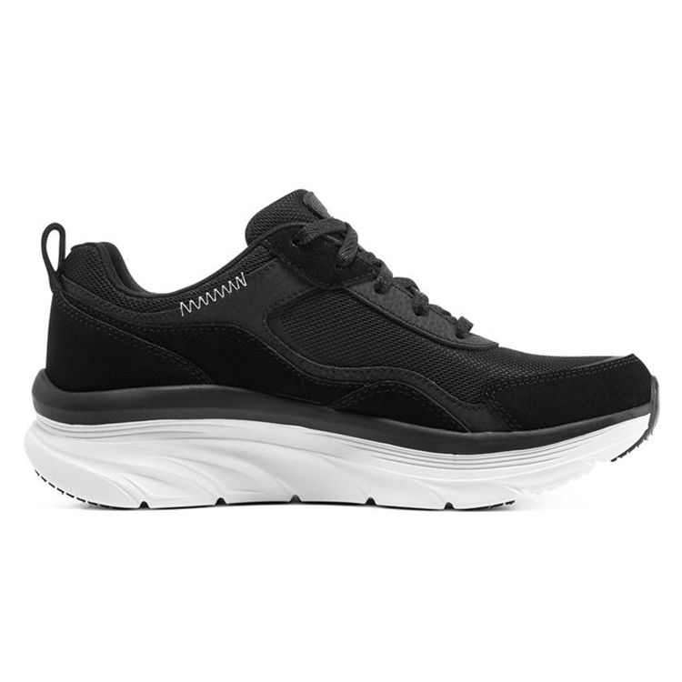 Skechers Dlux Walker Fabric Synthetic Leather Sports Low-Top Lifestyle Shoes Women Sneakers Black White 149812-BKW