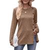 GMXIA Women's Autumn Button Fashion Solid Color Long-sleeved T-shirt