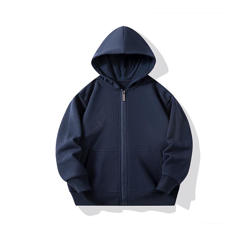 Children's 350g Zipper Patch Pocket Sweatshirt for Spring/Autumn with Logo Print and Embroidery