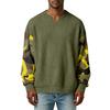 Herren Camouflage Stilvolles V-Ausschnitt Geripptes Strukturiertes Langarm-T-Shirt