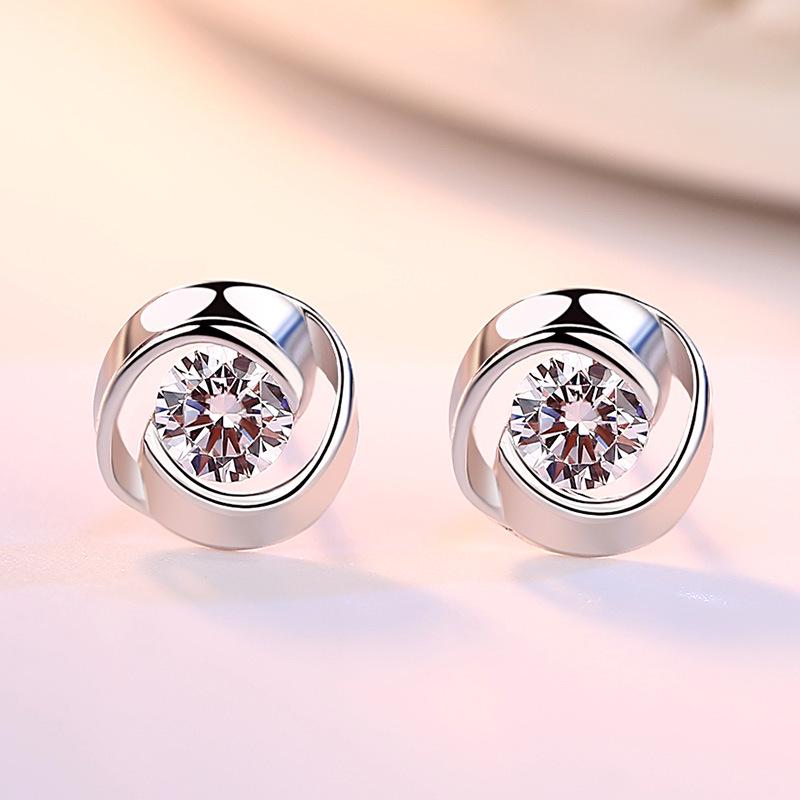 Sterling Silver Rose Love Stud Earrings - Simple & Elegant Design