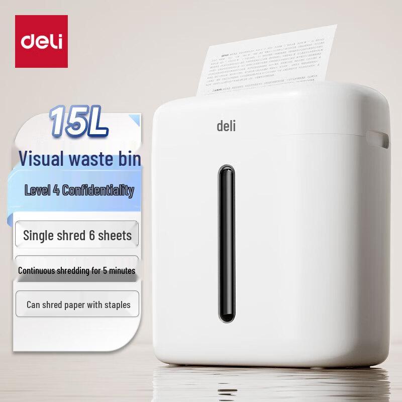 

Deli G10 Desktop Mini Paper Shredder - 4-Level Security, 15L