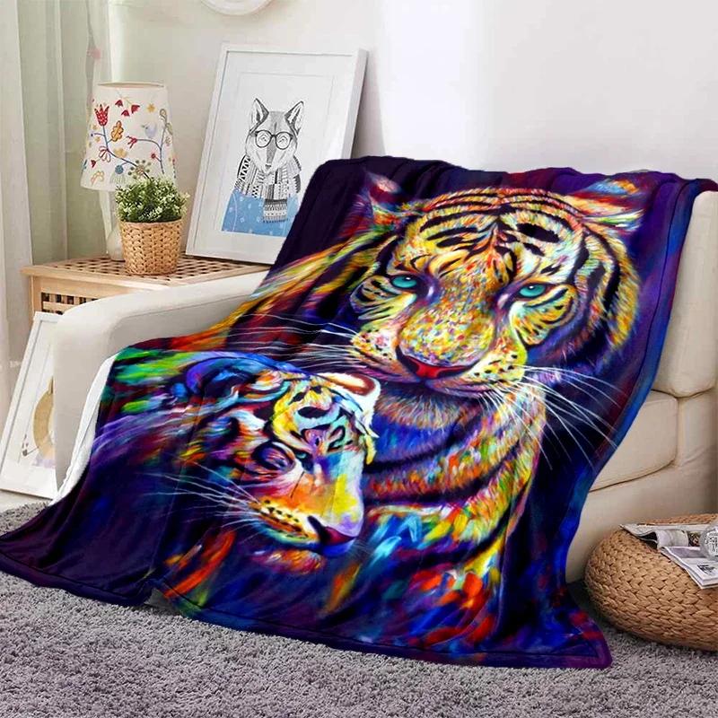 3D Tiger Blanket Super Soft For Spring Autumn Modern Line Art Sherpa Blanket Bedspread Throw Travel Dropship Sumikko Gurashi