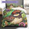 Colorful Flower Bird Pattern Bedding Quilt Set  Home Decoration  Gift (1 * duvet cover + 2 * pillowcase  without core)