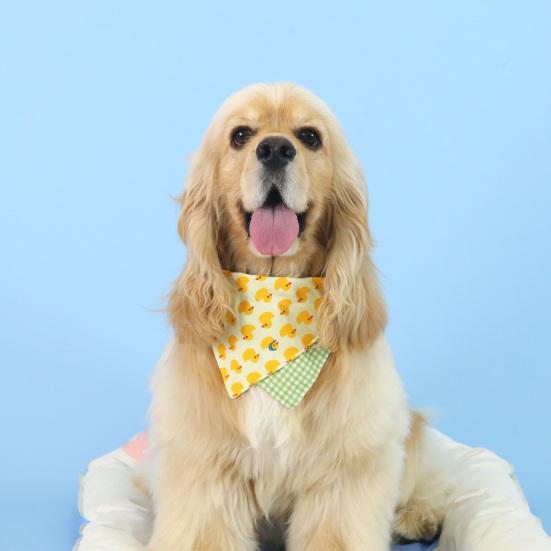 Dog Bandana Bib Cute Yellow Duck Design Dog Saliva Towel Adjustable Pet Collar Scarf for Small Medium Large Dogs Cats