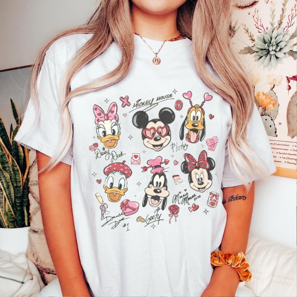 Mickey and Friends Valentine Signature T-Shirt, Disney Vacation Matching Tees