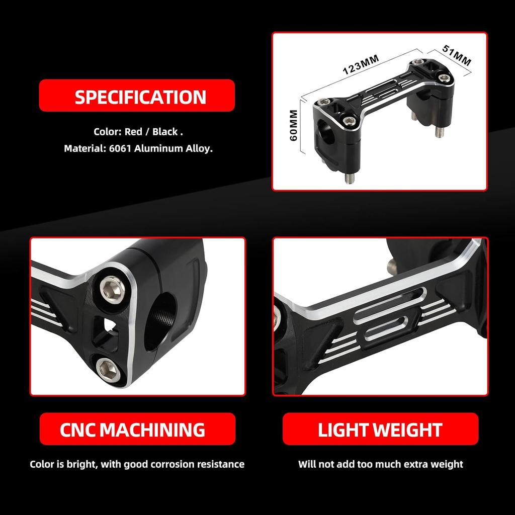 Handlebar Risers for Hawk 250,CNC Motorcycle Riser Handle Bar Clamp Mounts for 22.2mm Handlebar Hawk250/Hawk 250cc(Not Fit Hawk 250 DLX) - Black