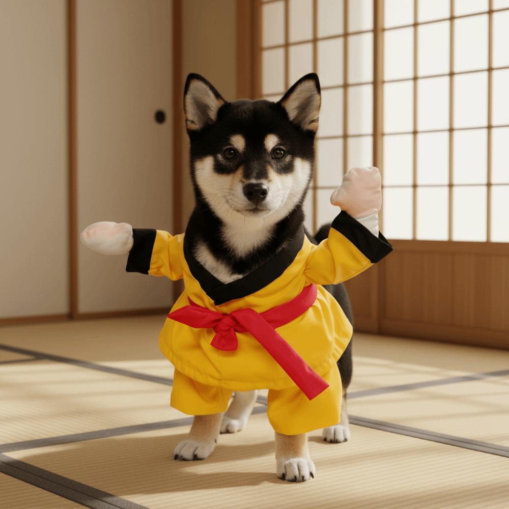 Funny Pet Transformational Outfit Breathable Pet Kung Fu Suit Pet Taekwondo Costume  Party Attire