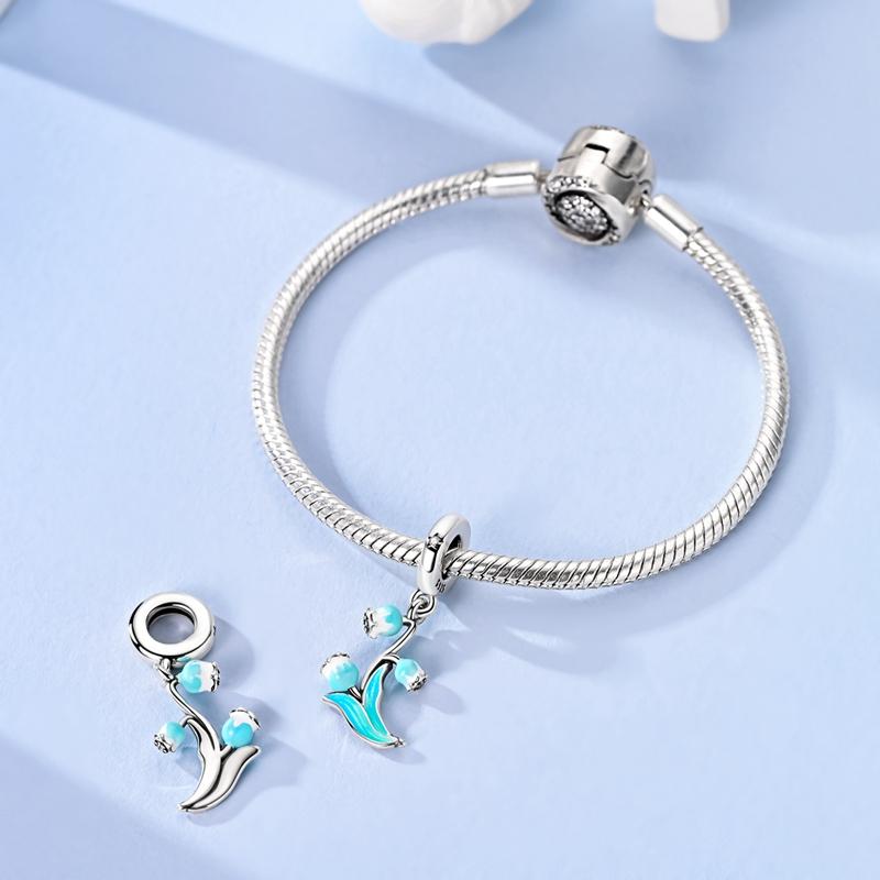 Copper Lily Of The Valley Flower Pendants Charm Jewelry Fits Genuine Bracelets Necklaces For Women DoItYourself Gifts