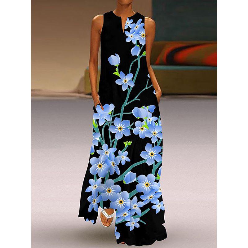 2025 Summer New Arrival Women's 3D Stereo Fashion Print Dress V Neck Sleeveless Silm Slimming Pocket Dress