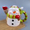 Santa Claus 3D Relief Ceramic Mug, Cute Snowman Coffee Cup, Office Breakfast Milk Mugs, Fun Couple Water Cups Christmas Gift