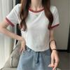 New Arrivals Open Run Women Semi Crop Color Block T shirT
