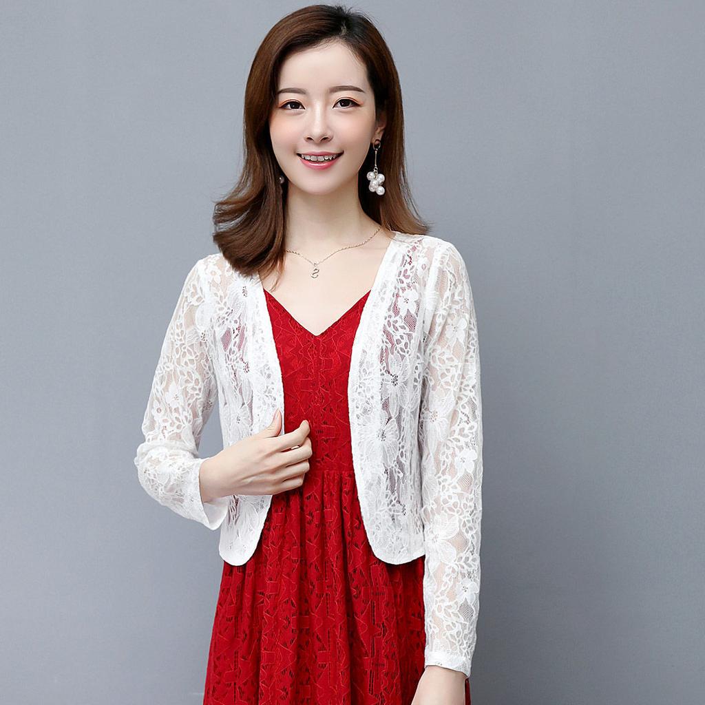 Lace Shawl Female Plus Size Cardigan Spring Summer Thin Coat Korean Version Sunscreen Air -conditioned Shirt