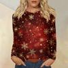 Women's Fashion Casual Christmas Printed Round Neck Long Sleeve Pullover Top