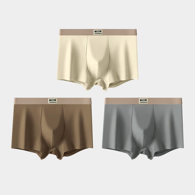 MiiOW 3Pcs Men's Underwear Graphene Antibacterial Underwear Soft and Comfortable Cotton Underwear Ice Silk Flat Corner Underwear L-5XL