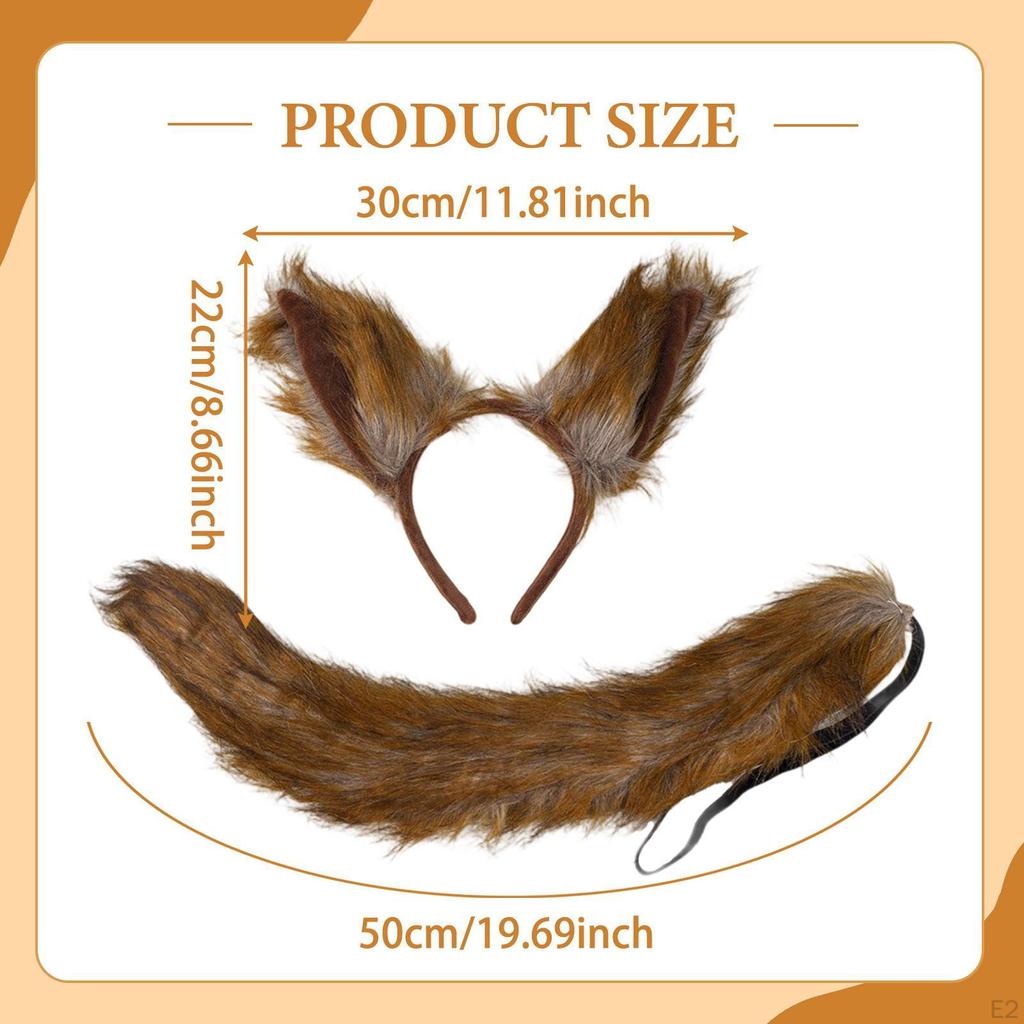 Wolf Ears and Tail Costume Set Hairband Ear Headband for Cosplay Dance Show