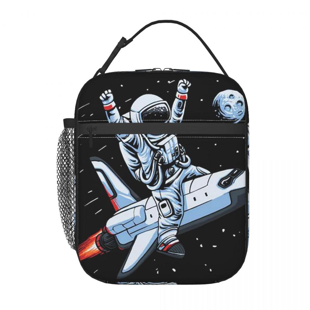 Astronauts Riding Monster Rocket Insulated Lunch Bag for Women Cooler Thermal Food Box Tote Portable Lunch Boxes Container