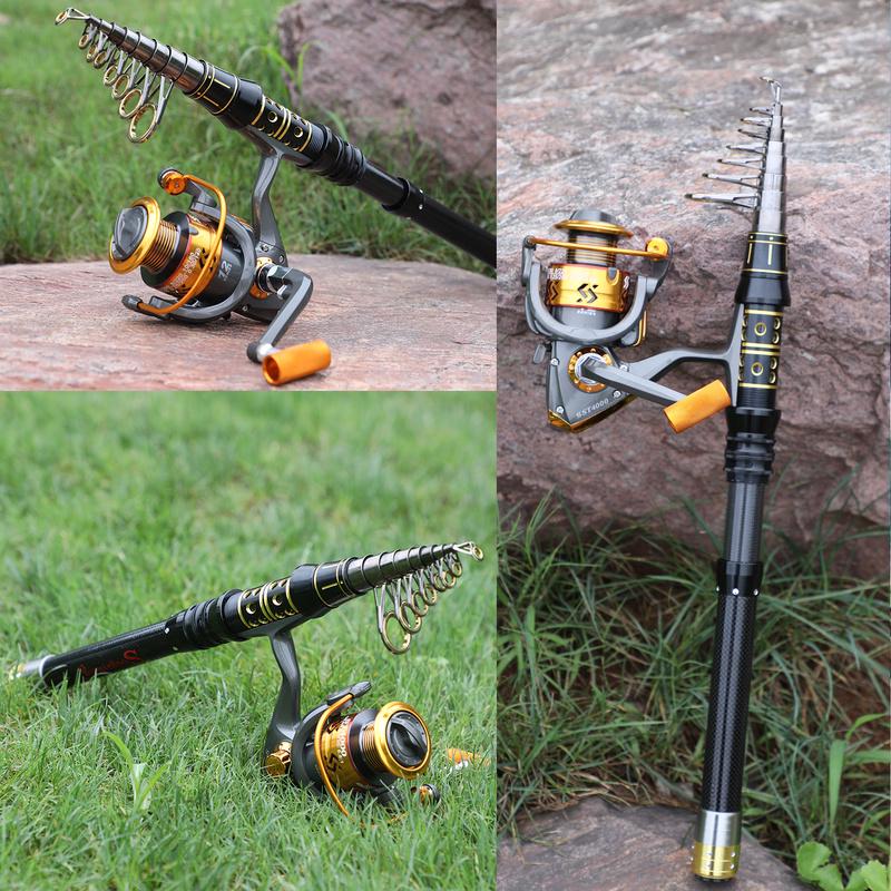 Fishing Rods Reels Combos 1.5m-3.0m Travel Telescopic Fishing Rod 12BB Fishing Reels for Bass Carp Fishing