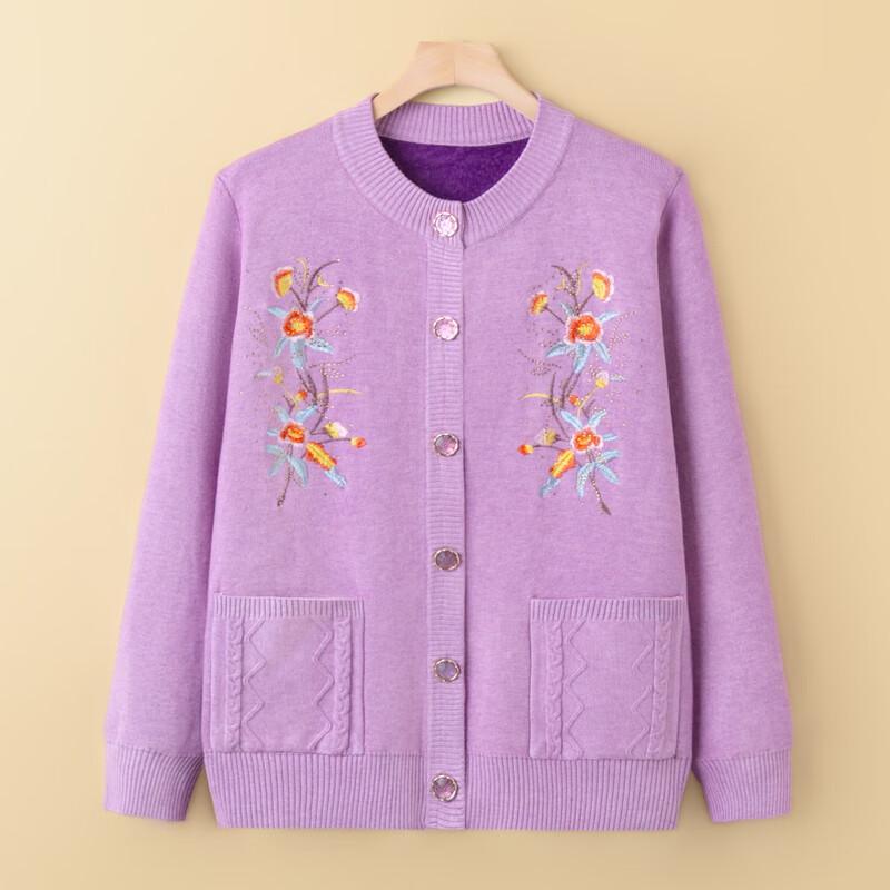 Women's Elderly Warm Knitted Cardigan Sweater