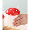 Ceramic Mushroom Shape Sugar Bowl Spice Jar Seasoning Pot with Lid Spoon