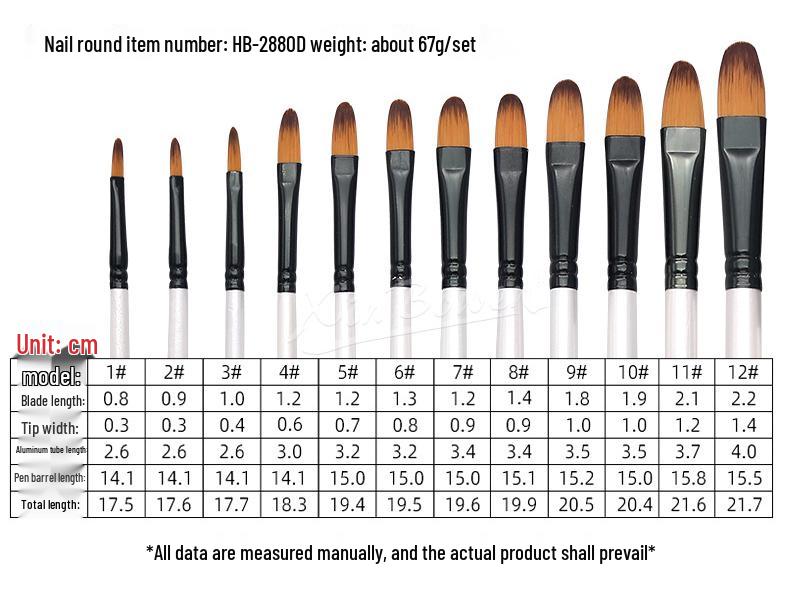 Children's 12-Piece Nylon Hair Paintbrush Set for Watercolor and Oil Painting