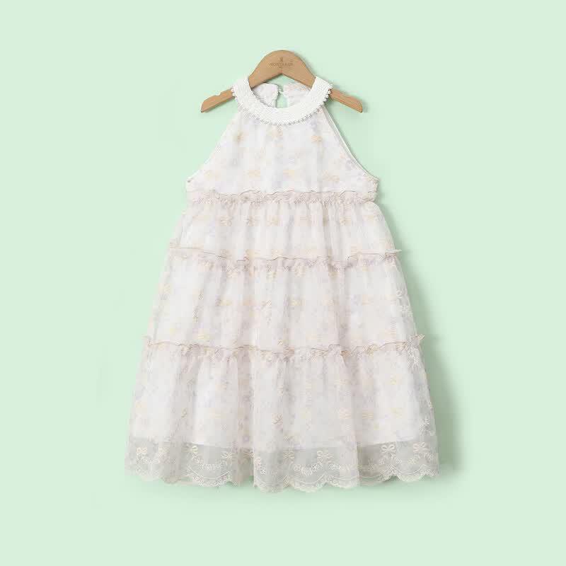 Mengtejiao Girls  Floral Halter Summer Dress 130