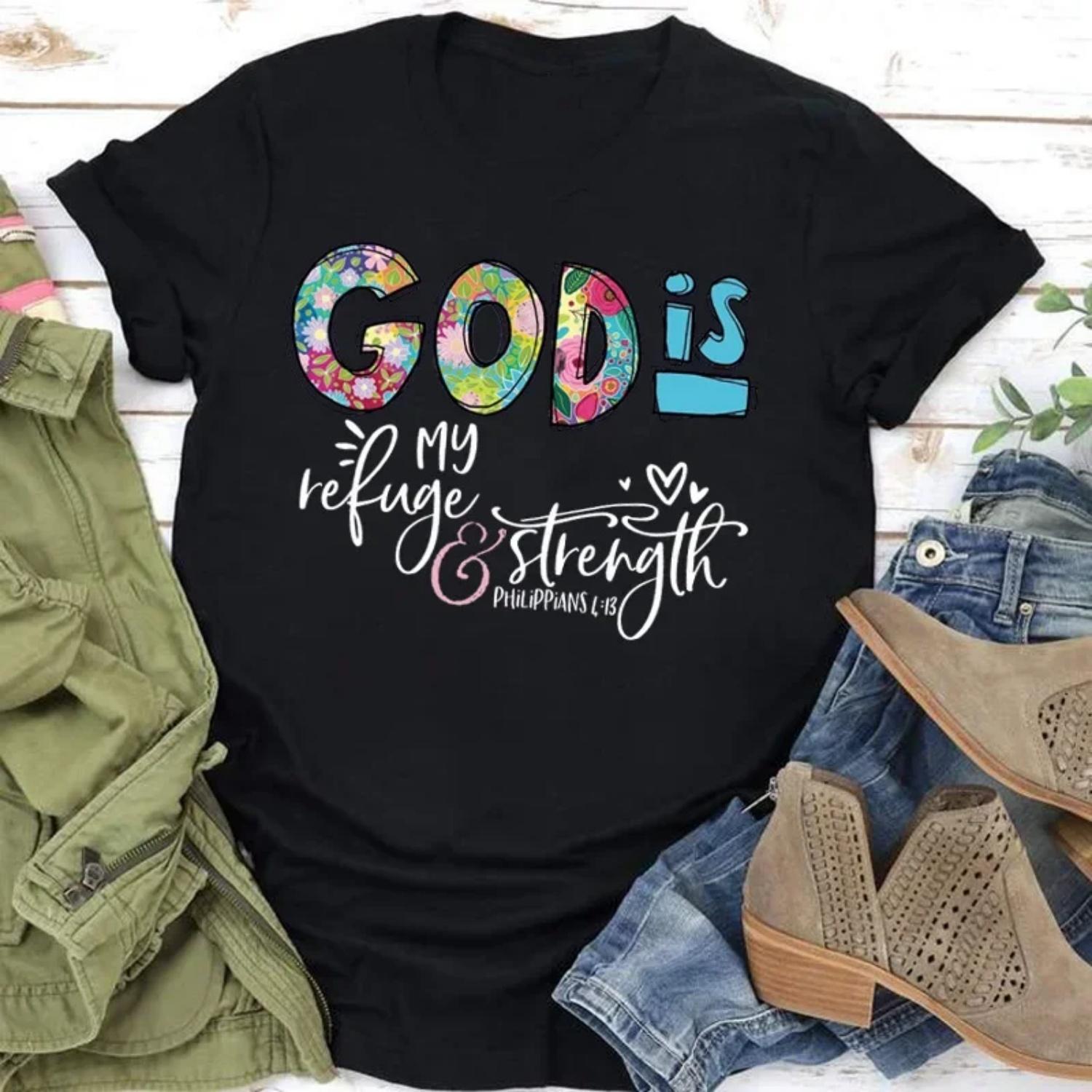 

GOD IS Strength Print Women T Shirt Short Sleeve O Neck Loose Women Tshirt Ladies Tee Shirt Tops Clothes S чёрный