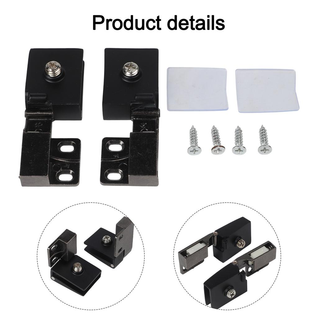 1 Pair Zinc Alloy Self-closing Glass Door Hinge No Drilling Frameless Clamp Side Mounted Hardware Furniture Accessories